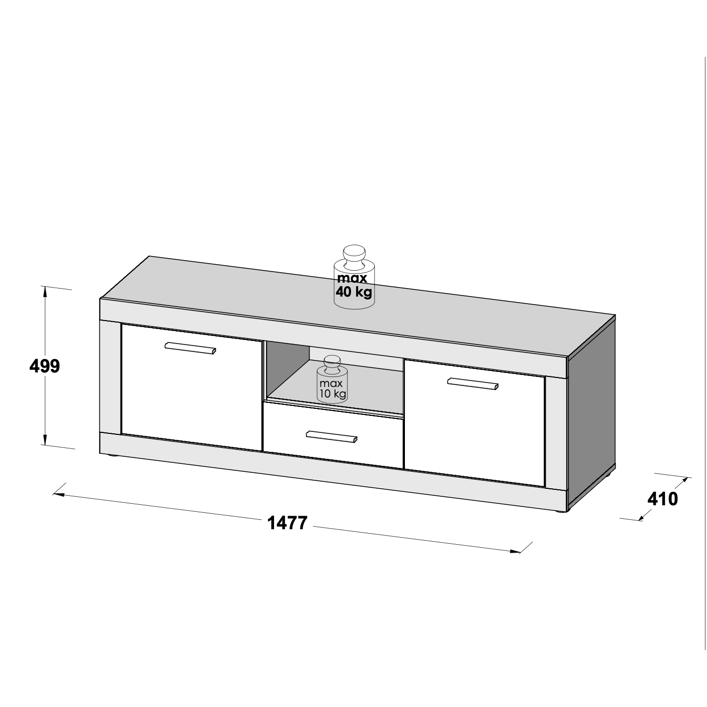 Orlando White and Concrete Grey 65 Inch TV Stand - FurniComp