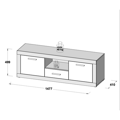 Orlando White and Concrete Grey 65 Inch TV Stand - FurniComp