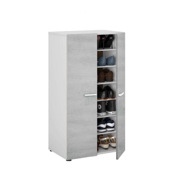 Orlando Concrete Grey and White Large Shoe Cabinet - FurniComp
