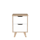 Oskar 2 Drawer Bedside Table - Matt White & Oak - FurniComp
