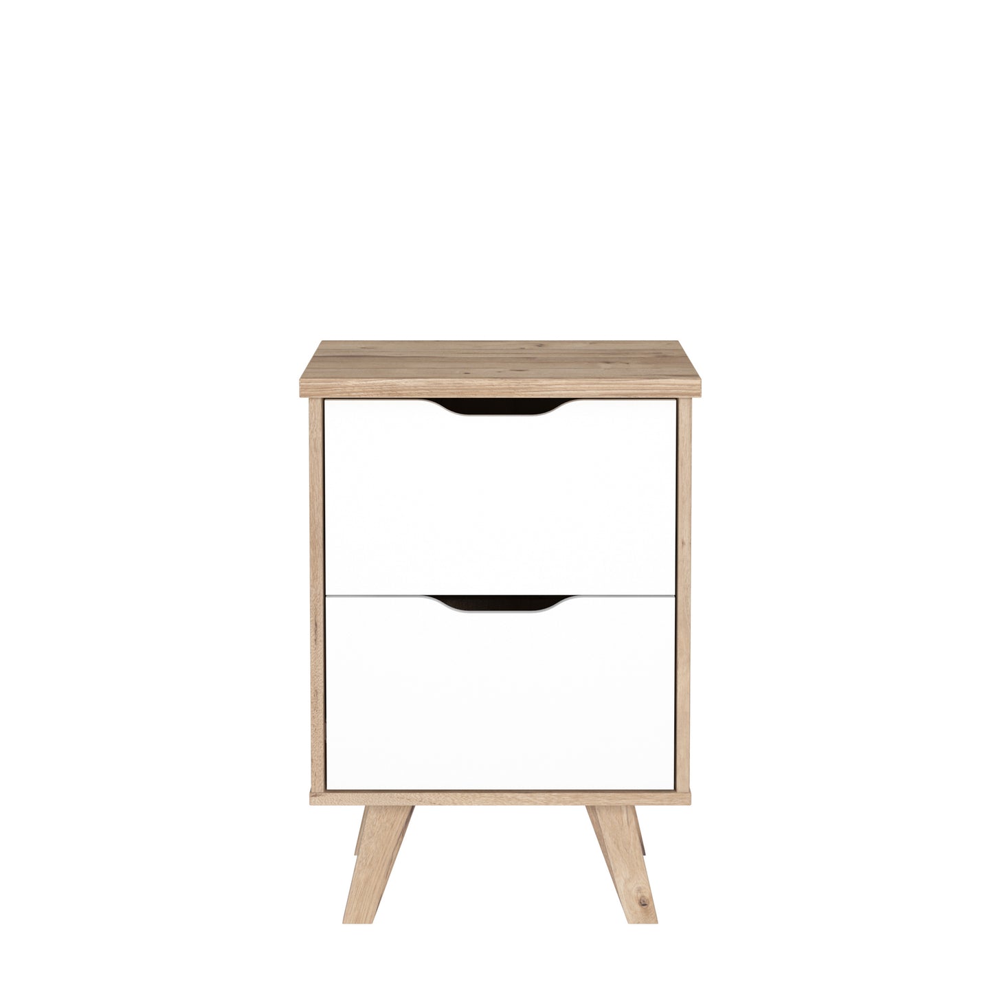 Oskar 2 Drawer White and Oak Bedside Cabinet - FurniComp