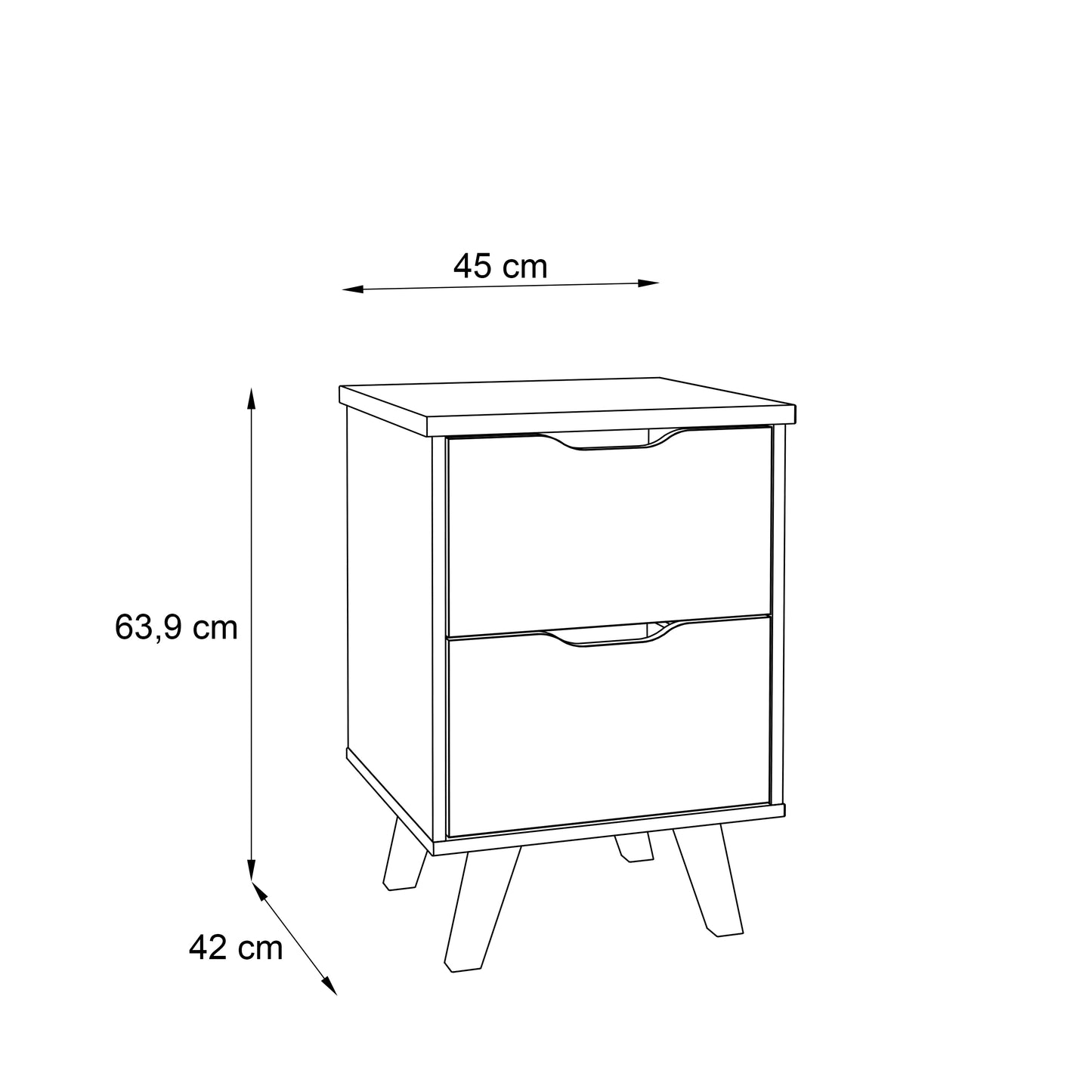 Oskar 2 Drawer White and Oak Bedside Cabinet - FurniComp