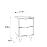 Oskar 2 Drawer Bedside Table - Matt White & Oak - FurniComp