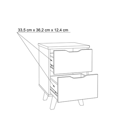 Oskar 2 Drawer White and Oak Bedside Cabinet - FurniComp