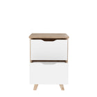 Oskar 2 Drawer Bedside Table - Matt White & Oak - FurniComp