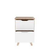 Oskar 2 Drawer Bedside Table - Matt White & Oak - FurniComp