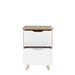 Oskar 2 Drawer White and Oak Bedside Cabinet - FurniComp