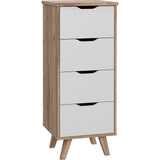 Oskar 4 Drawer Tall Chest of Drawers - Matt White & Oak - FurniComp