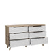 Oskar 6 Drawer Wide Chest of Drawers in Oak and White - FurniComp
