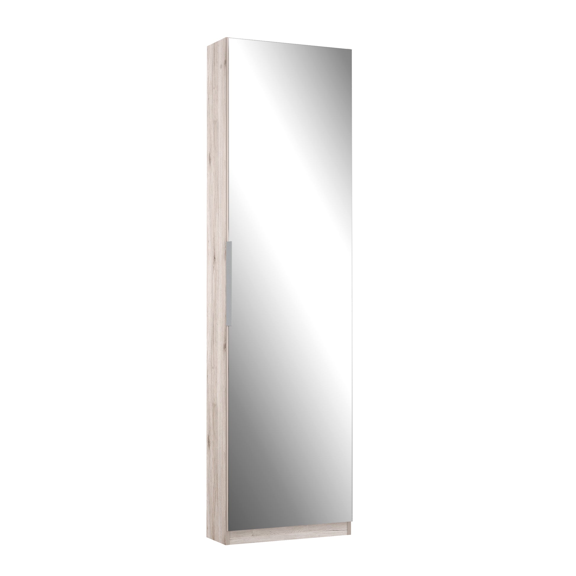 Reflex Oak Tall Mirrored Shoe Cabinet - FurniComp