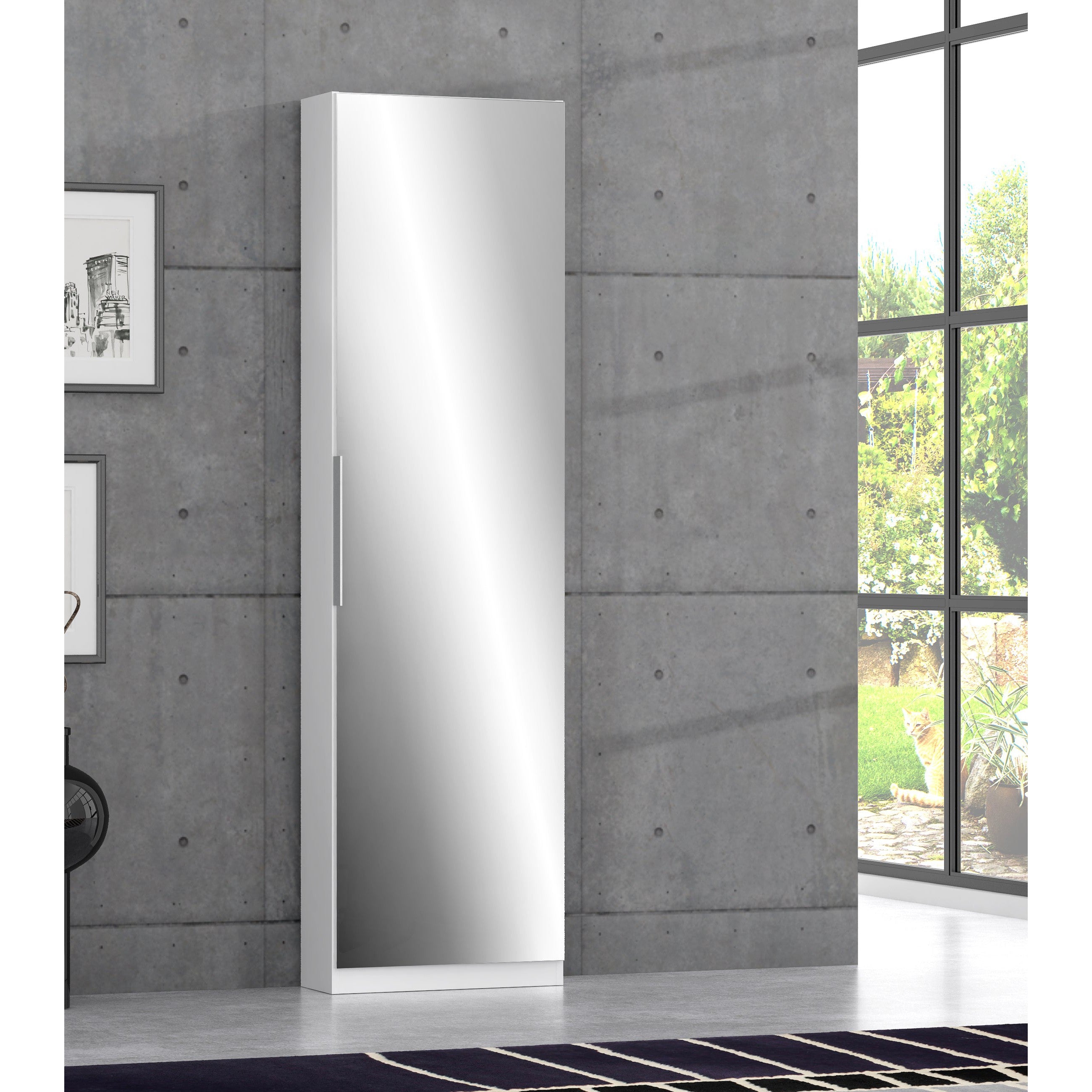 Reflex White Tall Mirrored Shoe Cabinet | Tall Shoe Racks & Cupboards ...