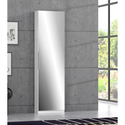 Reflex White Tall Mirrored Shoe Cabinet - FurniComp