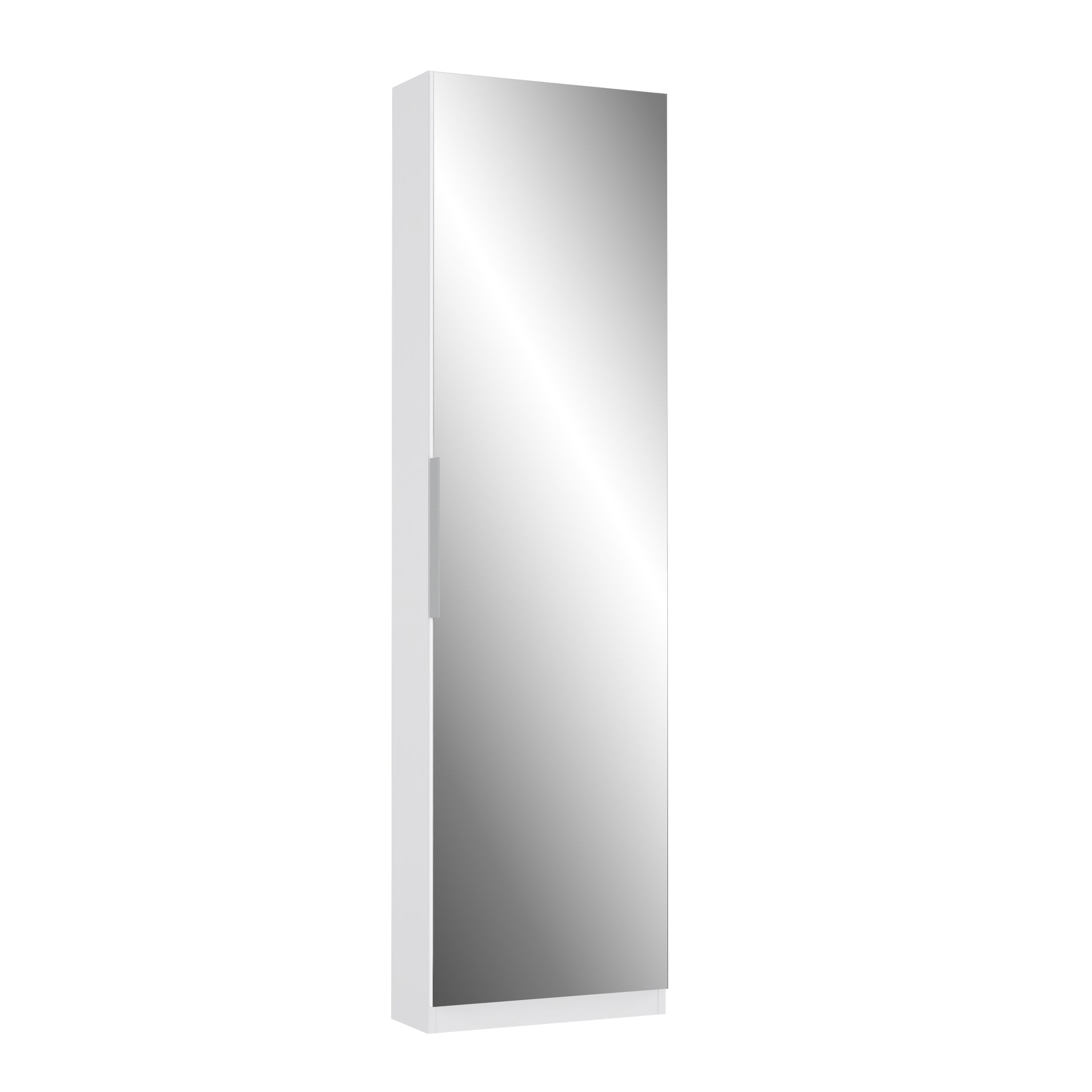 Reflex White Tall Mirrored Shoe Cabinet - FurniComp