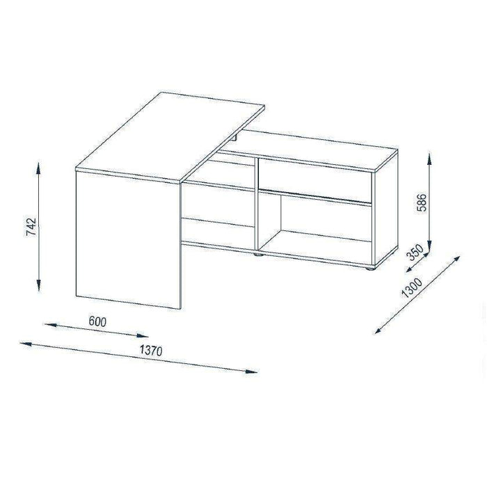 Reno Large Concrete Grey and White L Shaped Corner Desk - FurniComp