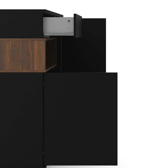 Retro 2 Door 1 Drawer Black and Oak Sideboard - FurniComp
