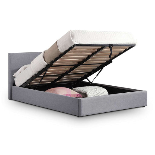 Aversa Light Grey Fabric Lift Up Storage Bed - FurniComp