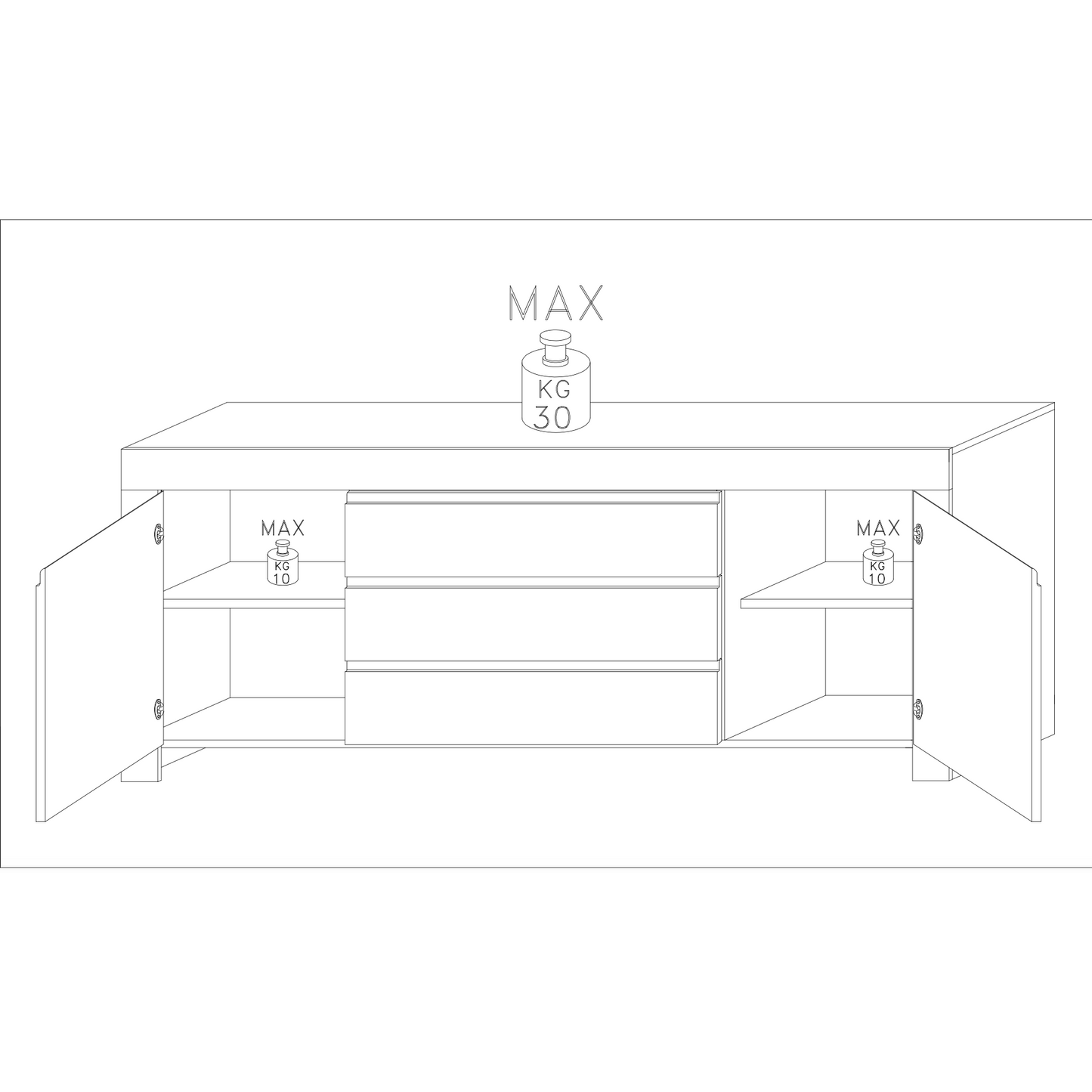 Roma Oak Effect 2 Door 3 Drawer Wide Sideboard - FurniComp