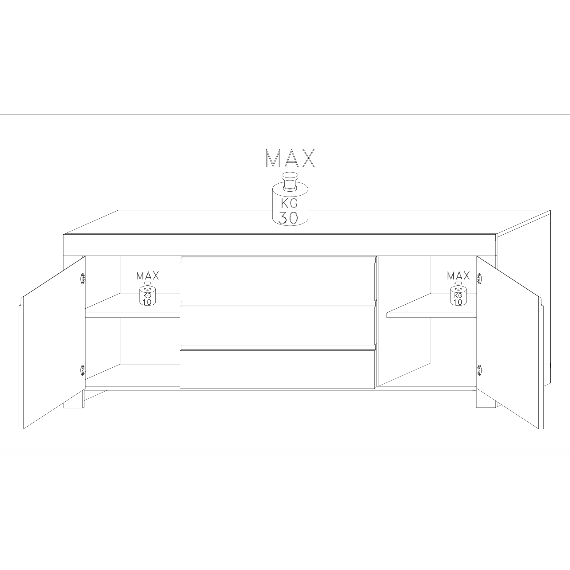 Roma Oak Effect 2 Door 3 Drawer Wide Sideboard - FurniComp