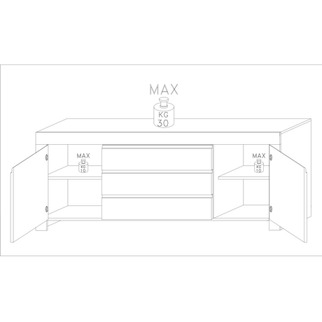 Roma Oak Effect 2 Door 3 Drawer Wide Sideboard - FurniComp