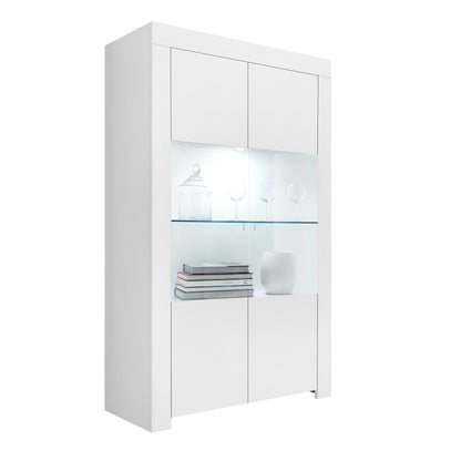 Roma 2 Door Matt White Glass Display Cabinet - FurniComp