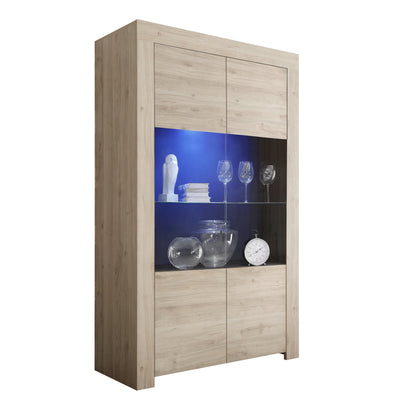 Roma 2 Door Oak Effect Glass Display Cabinet - FurniComp