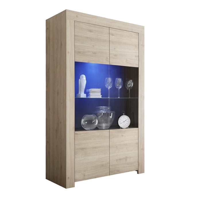 Roma 2 Door Oak Effect Glass Display Cabinet - FurniComp