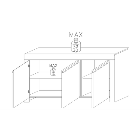Roma Oak Effect 3 Door Sideboard Storage Cabinet - FurniComp