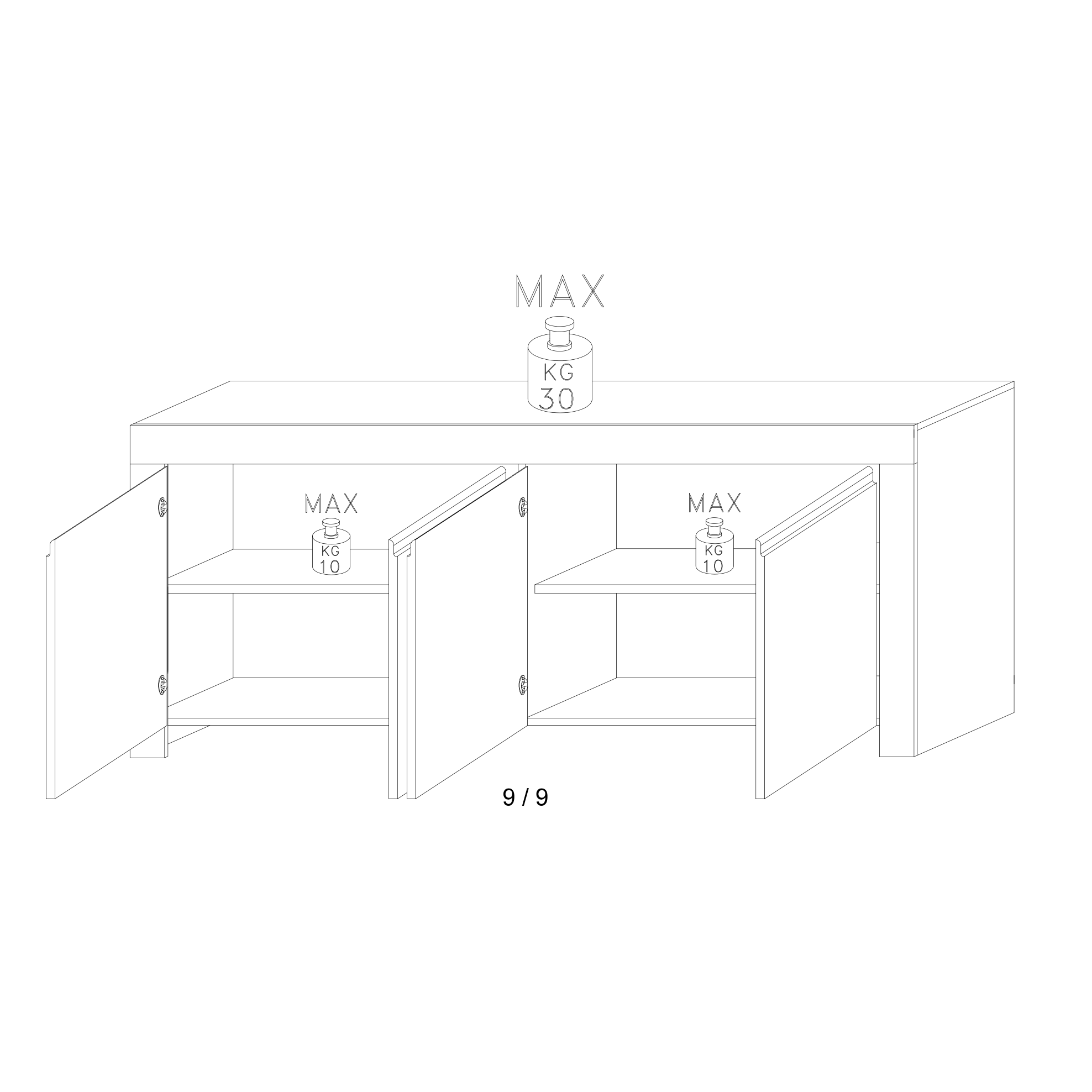 Roma Matt White 4 Door Sideboard - FurniComp
