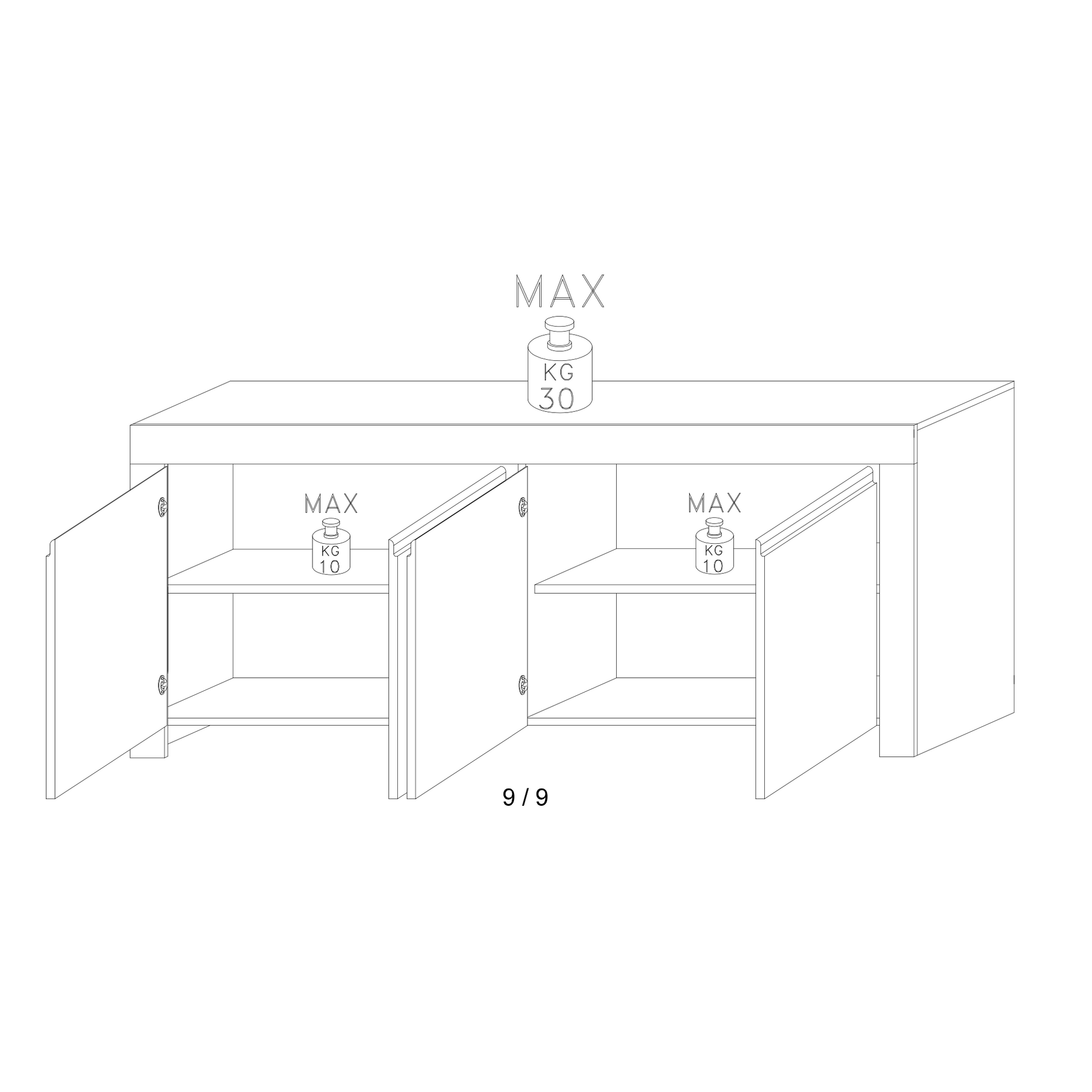 Roma Matt White 4 Door Sideboard - FurniComp