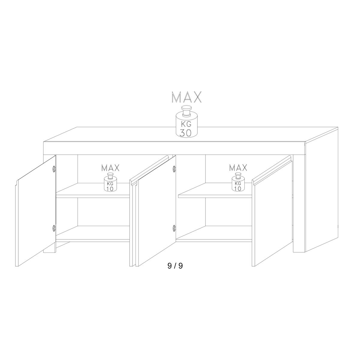 Roma Oak Effect 4 Door Sideboard - FurniComp
