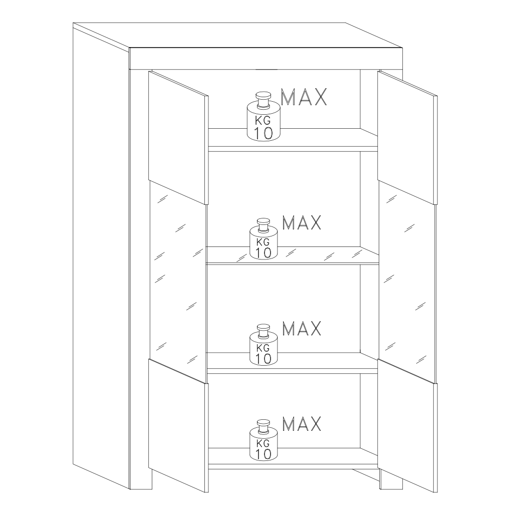 Roma 2 Door Matt White Glass Display Cabinet - FurniComp