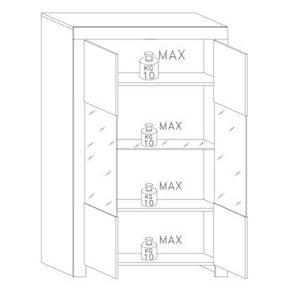 Roma 2 Door Matt White Glass Display Cabinet - FurniComp