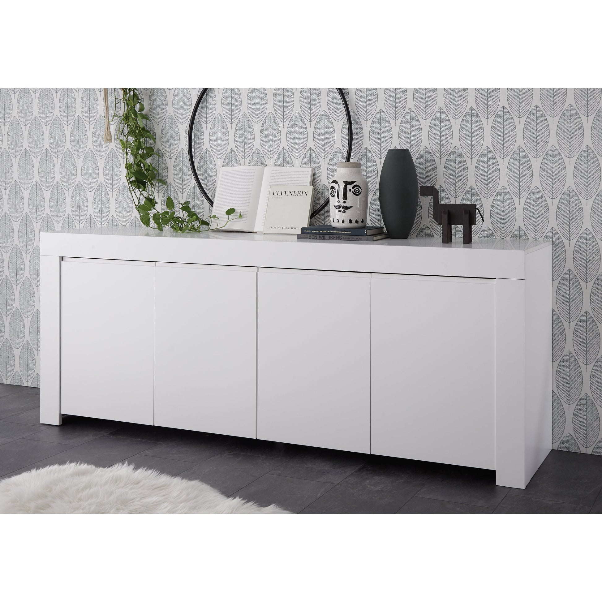 Roma Matt White 4 Door Sideboard - FurniComp