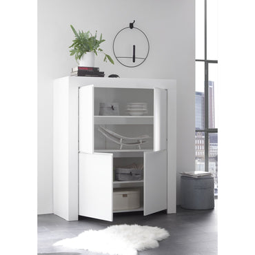 Roma Matt White 4 Door Tall Sideboard/Highboard - FurniComp