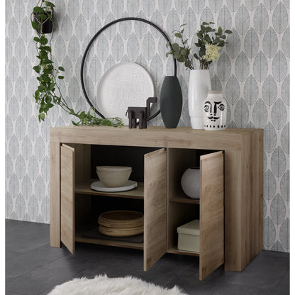 Roma Oak Effect 3 Door Sideboard Storage Cabinet - FurniComp