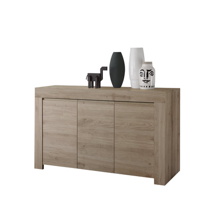 Roma Oak Effect 3 Door Sideboard Storage Cabinet - FurniComp