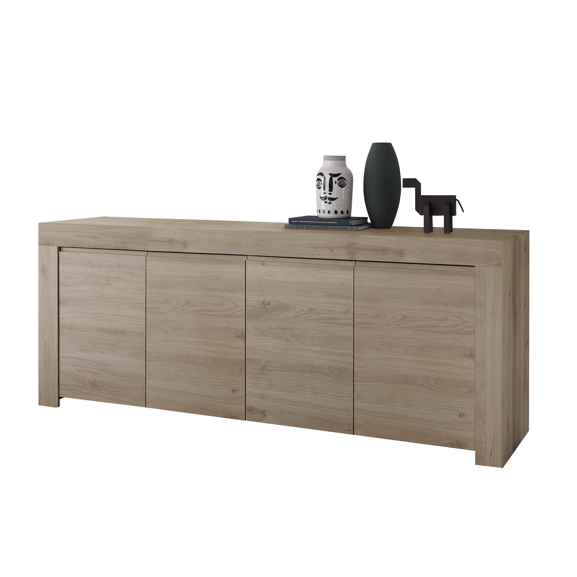 Roma Oak Effect 4 Door Sideboard - FurniComp