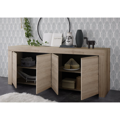 Roma Oak Effect 4 Door Sideboard - FurniComp