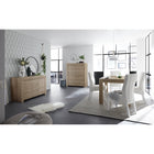 Roma 4 Door Oak Effect Tall Sideboard/Highboard - FurniComp
