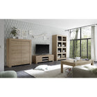 Roma Wide 4 Shelf Oak Effect Bookcase - FurniComp