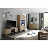 Roma 2 Door Oak Effect Glass Display Cabinet - FurniComp