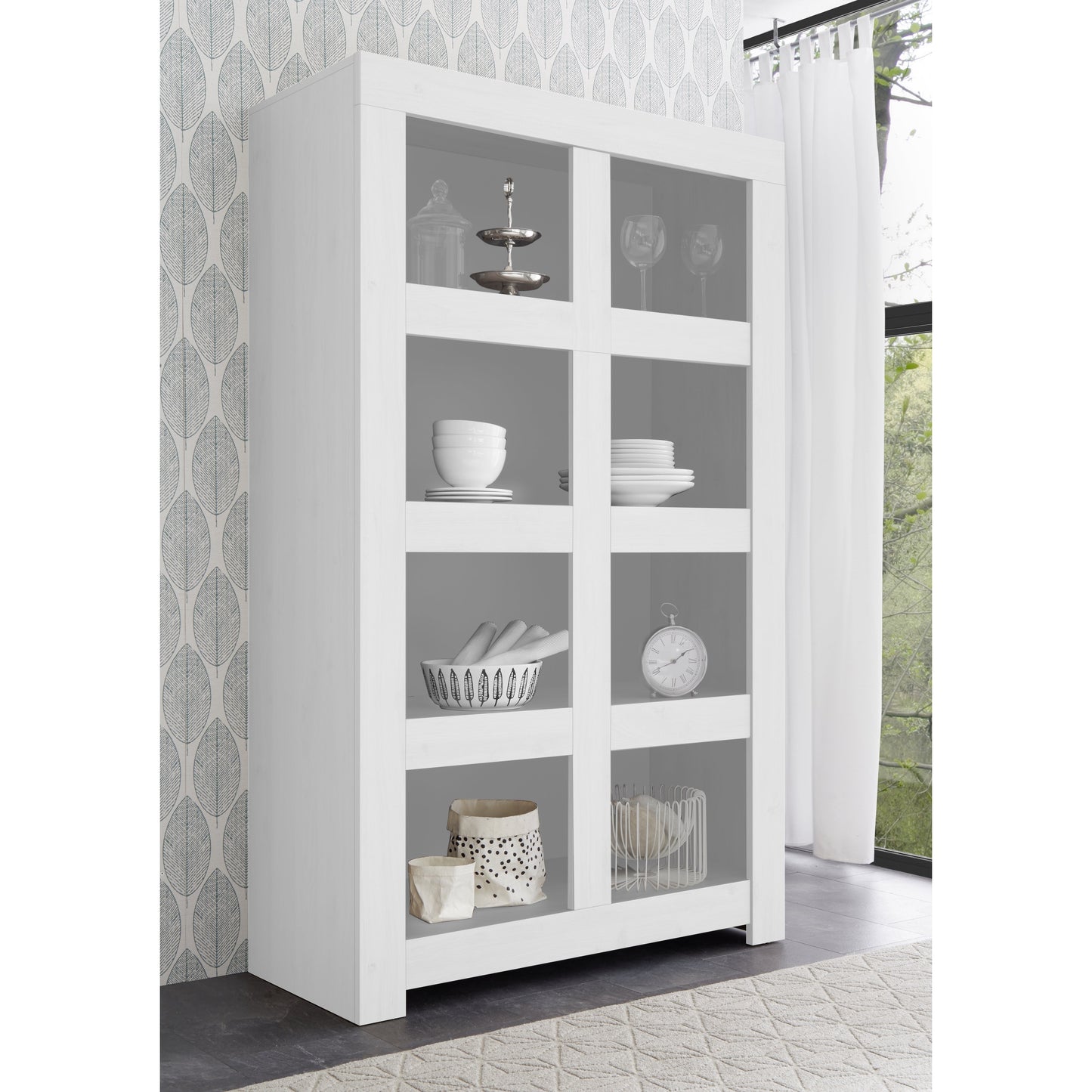 Roma Wide 4 Shelf Matt White Bookcase - FurniComp