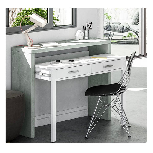Roma Extending White and Grey Console/Computer Desk - FurniComp