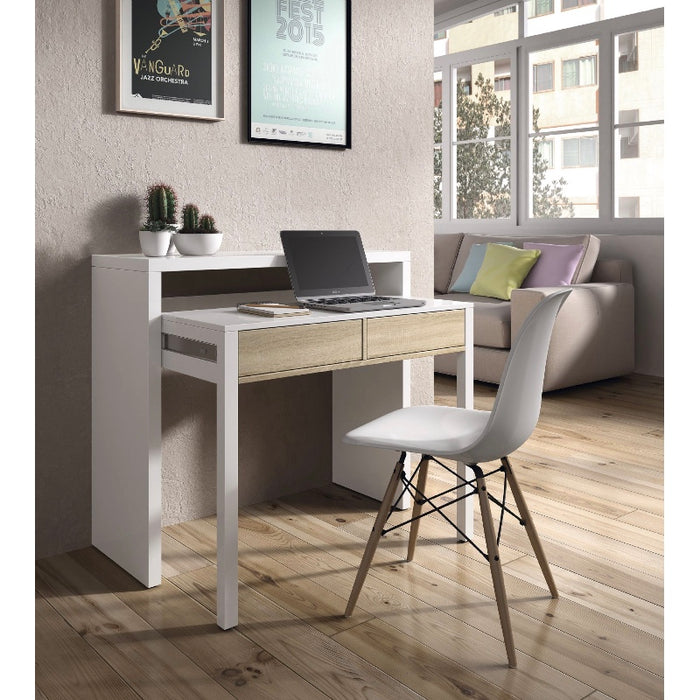 Roma Extending White and Oak Console/Computer Desk - FurniComp
