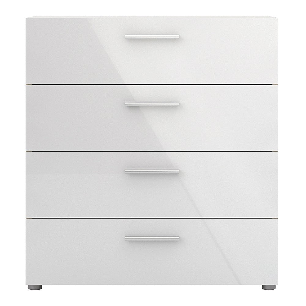 Rotterdam 4 Drawers Oak with White High Gloss Chest of Drawer - FurniComp