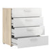 Rotterdam 4 Drawers Oak with White High Gloss Chest of Drawer - FurniComp