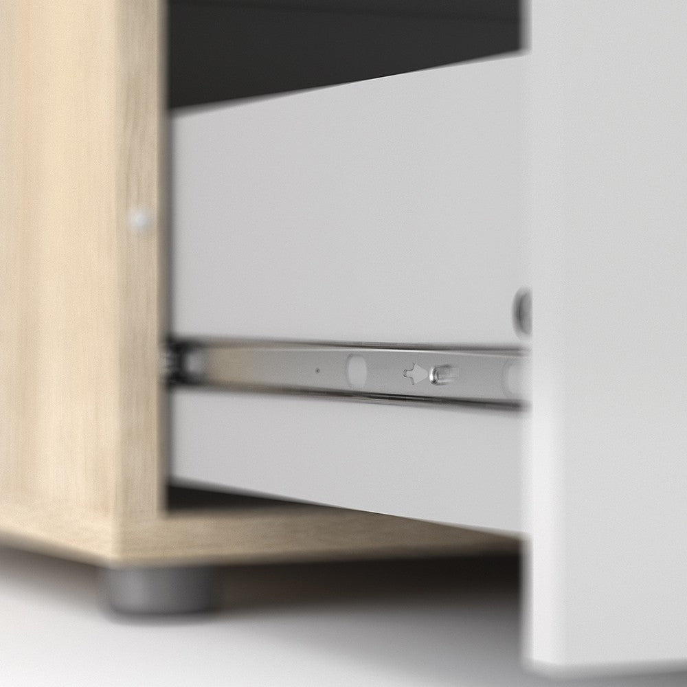 Rotterdam 4 Drawers Oak with White High Gloss Chest of Drawer - FurniComp