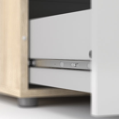 Rotterdam 4 Drawers Oak with White High Gloss Chest of Drawer - FurniComp