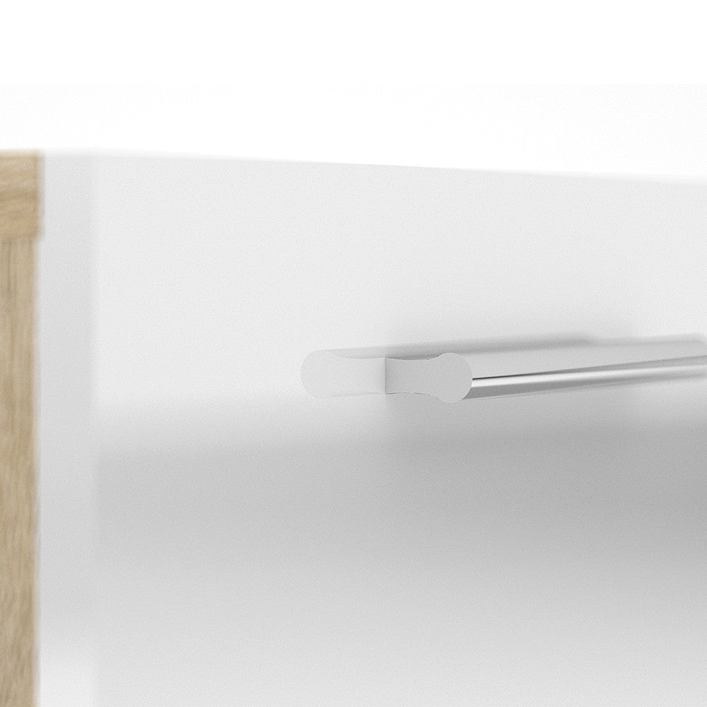 Rotterdam 5 Drawers Oak with White High Gloss Chest of Drawer - FurniComp