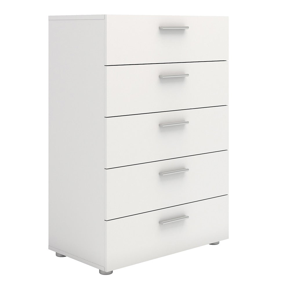 Rotterdam 5 Drawers White Chest of Drawer - FurniComp